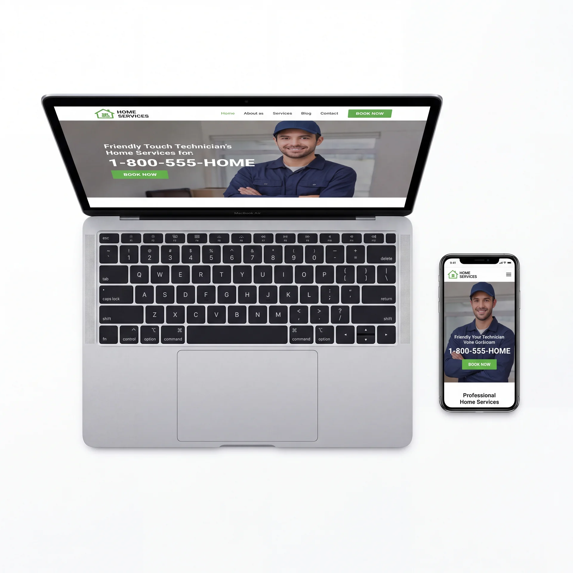 Professional service business website displayed on laptop and iPhone — Plopjoy web design built to rank and convert in 3 days