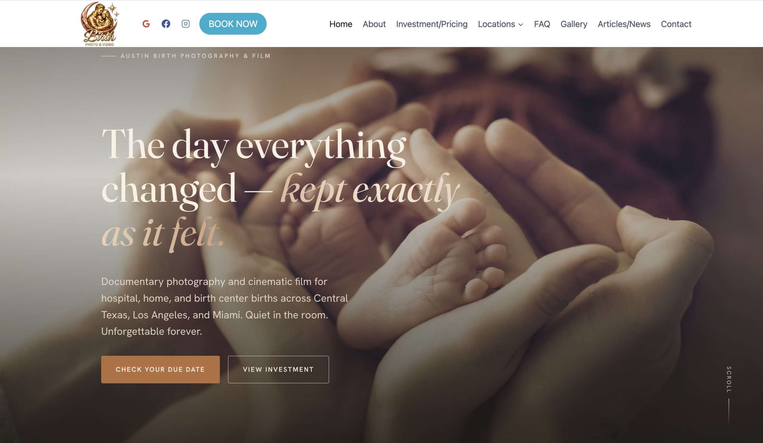 Web design Miami — Austin Birth Photo & Video website by Plopjoy