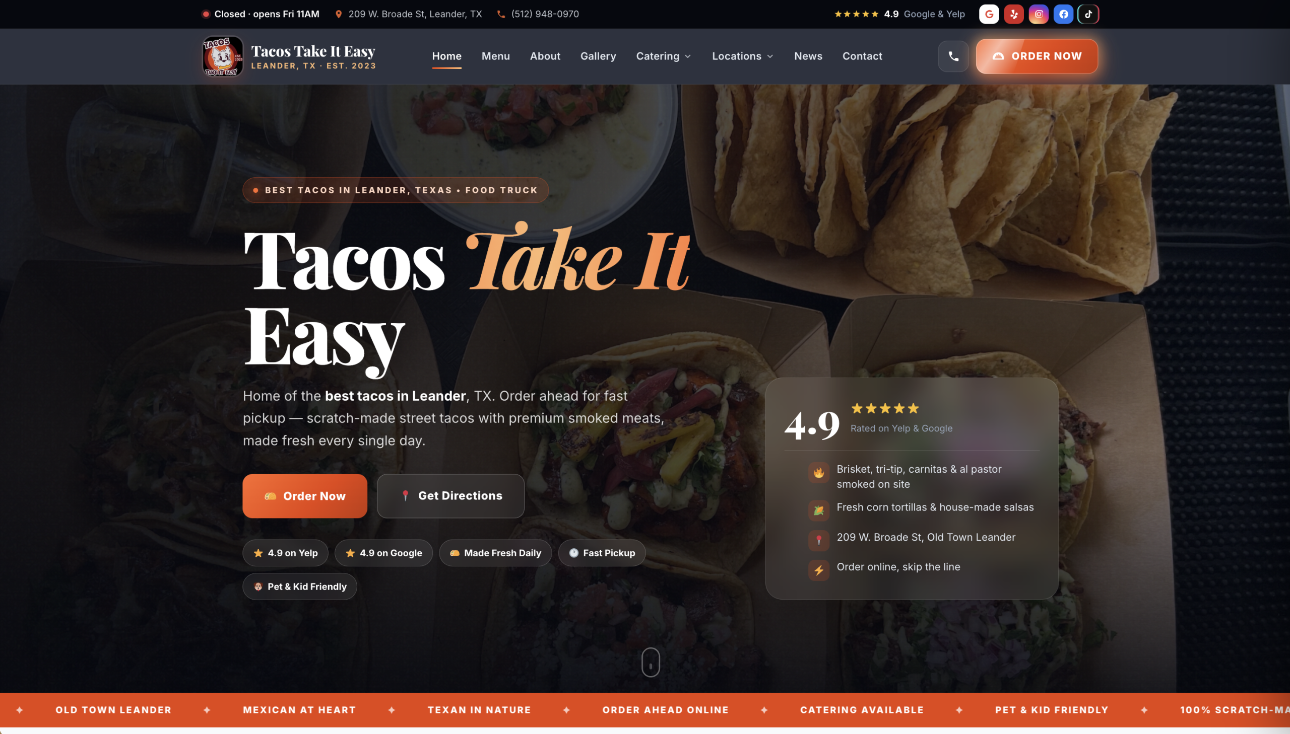 Nationwide web design company Plopjoy — Tacos Take It Easy website